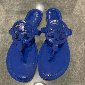 Tory Burch Miller sandals patent Royal Blue 10
